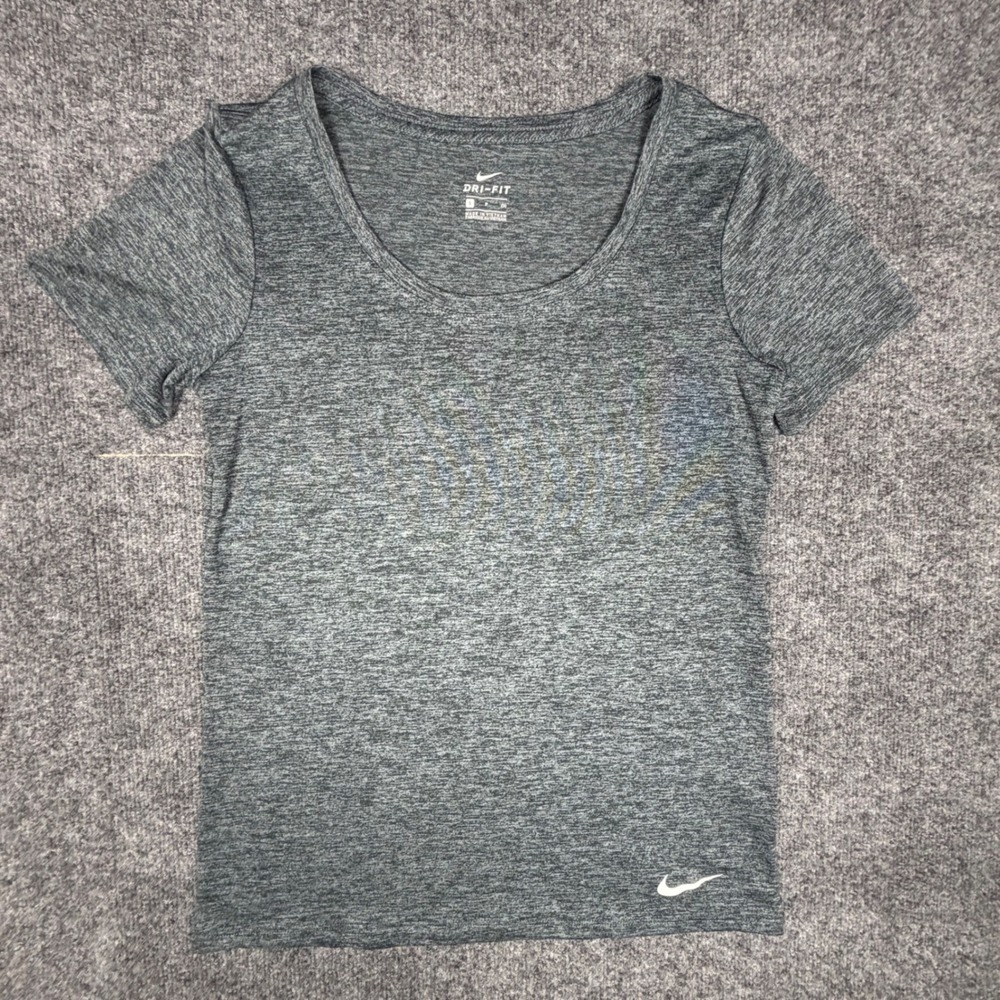 Nike Dri-FIT Womens Small Heather‎ Grey Scoop Neck Athletic T-Shirt 902082-010